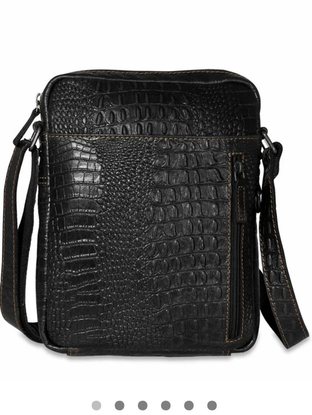 Jack Georges Black Croc-Embossed Crossbody Bag with Adjustable Strap